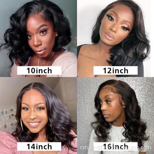 Wholesale 13x4 Lace Front Body Wave Bob Wigs,Pre Plucked With Baby Hair Ocean Wave Wig,150% Short Bob Human Hair Wigs For Women
